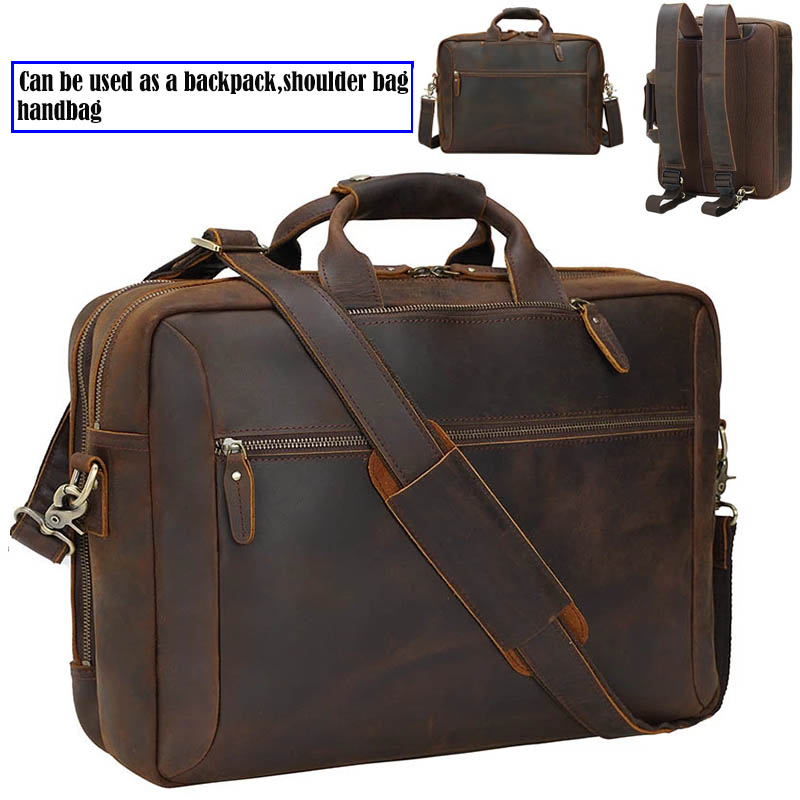 Laptop Bag Leather 15 - Maletín de negocios de 3 usos