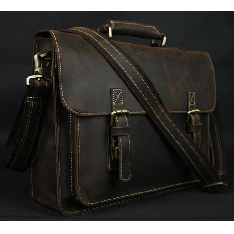 Laptop Bag Leather 15 - Crazy Horse-maletín Vintage de cuero genuino