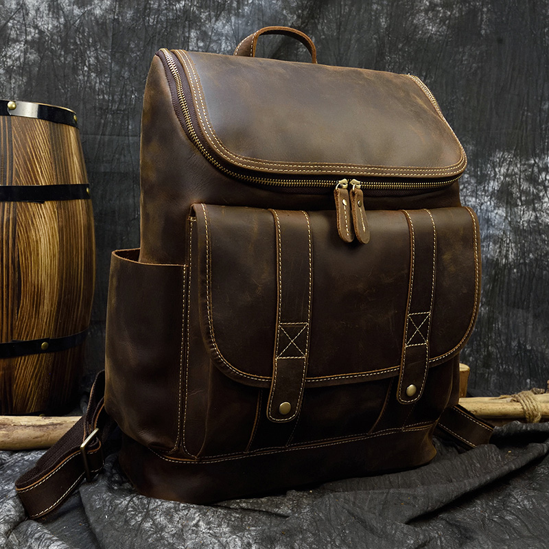 Laptop Bag Leather 15 - Mochila De Cuero Vintage de gran