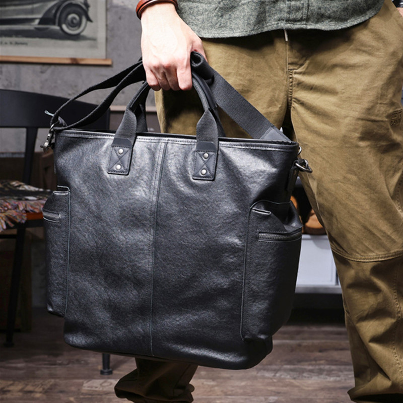 Laptop Bag Leather 15 - Maletín Negro de Cuero Genuino para
