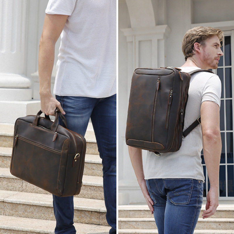 Maletín de negocios de 3 usos  - Laptop Bag Leather 15 reseña y precio