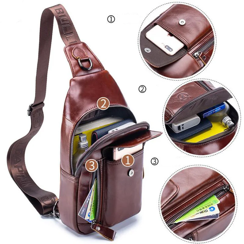 Bolso de pecho de cuero genuin - Luxury Bags Sling reseña y precio