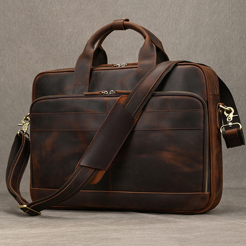 Maletín de cuero genuino Crazy - Laptop Bag Leather 15 reseña y precio