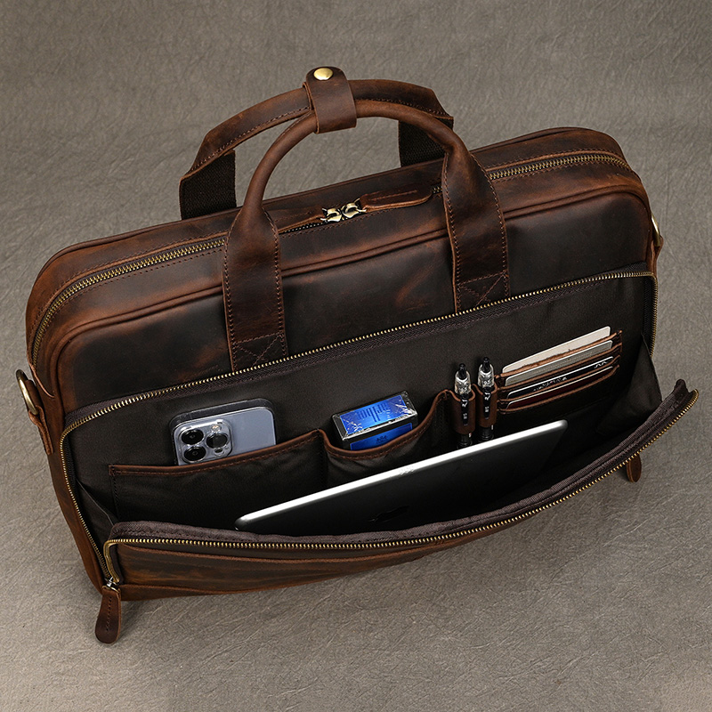 Maletín de cuero genuino Crazy - Laptop Bag Leather 15 reseña y precio